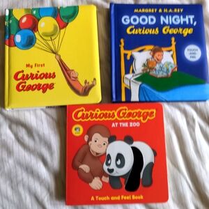 Set of 3 Curious George Board Books - baby toddler touch feel learning reading